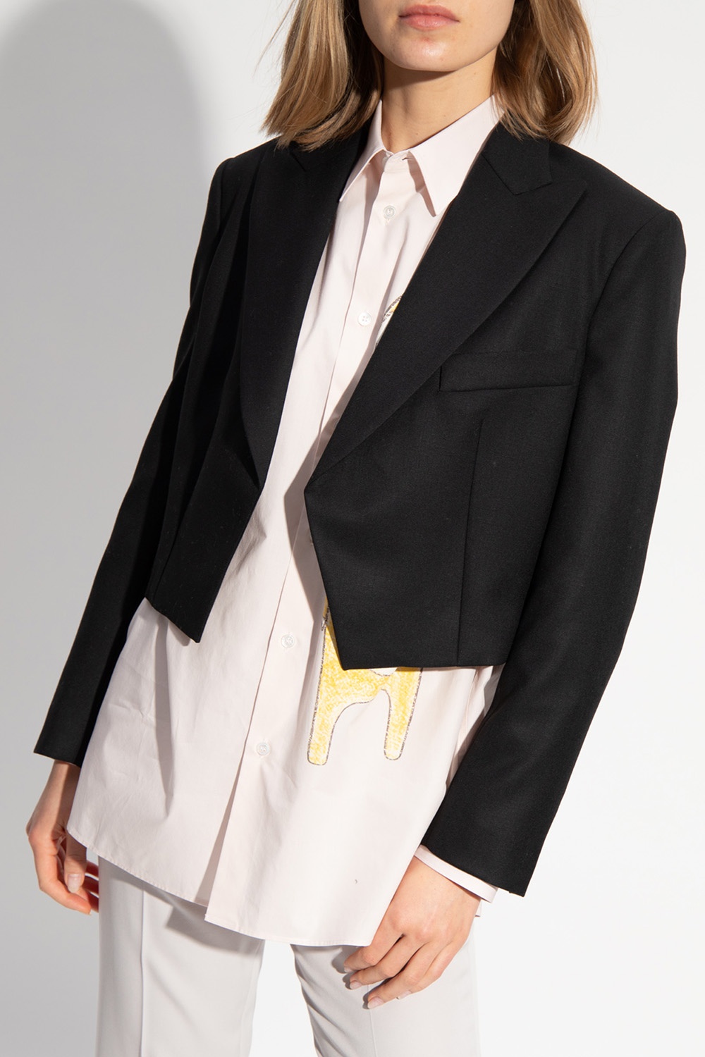 ジャケット Stella Mccartney Cropped Blazer STELLA MCCARTNEY + NET SUSTAIN double-breasted cropped satin